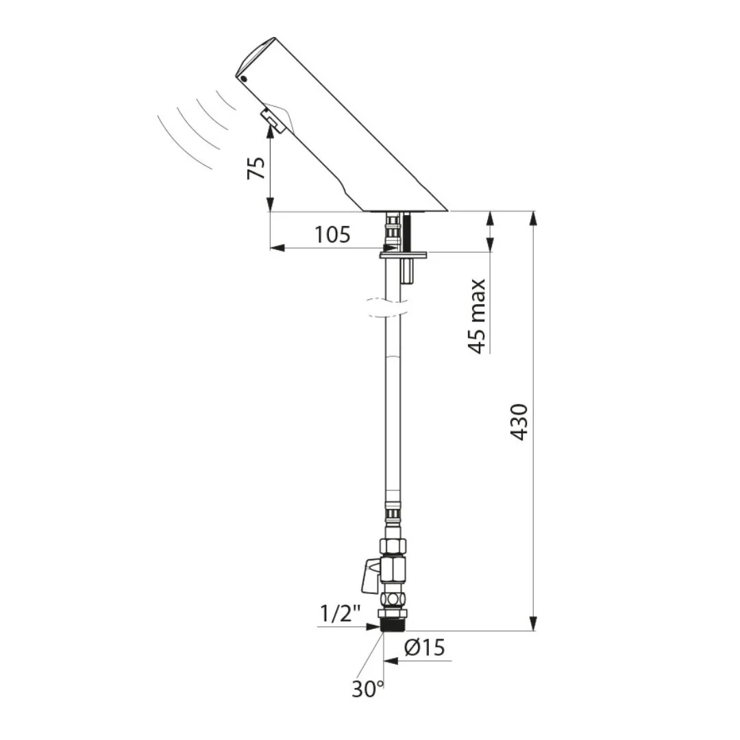 44000615 / 44000015 DELABIE TEMPOMATIC 4 Electronic Deck Mounted Basin Tap - Image 5