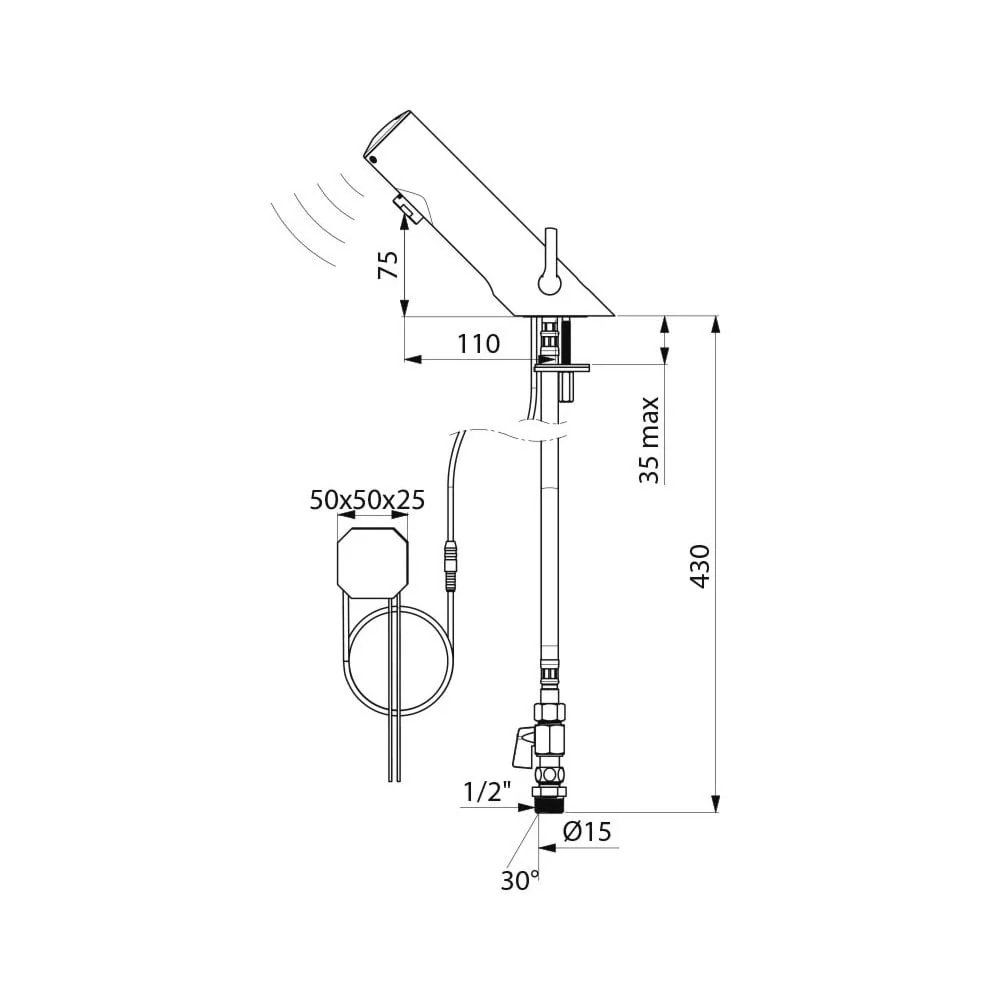 49000015 DELABIE TEMPOMATIC MIX 4 Recessed Mains Supplied Deck Mounted Mixer Tap - Image 4