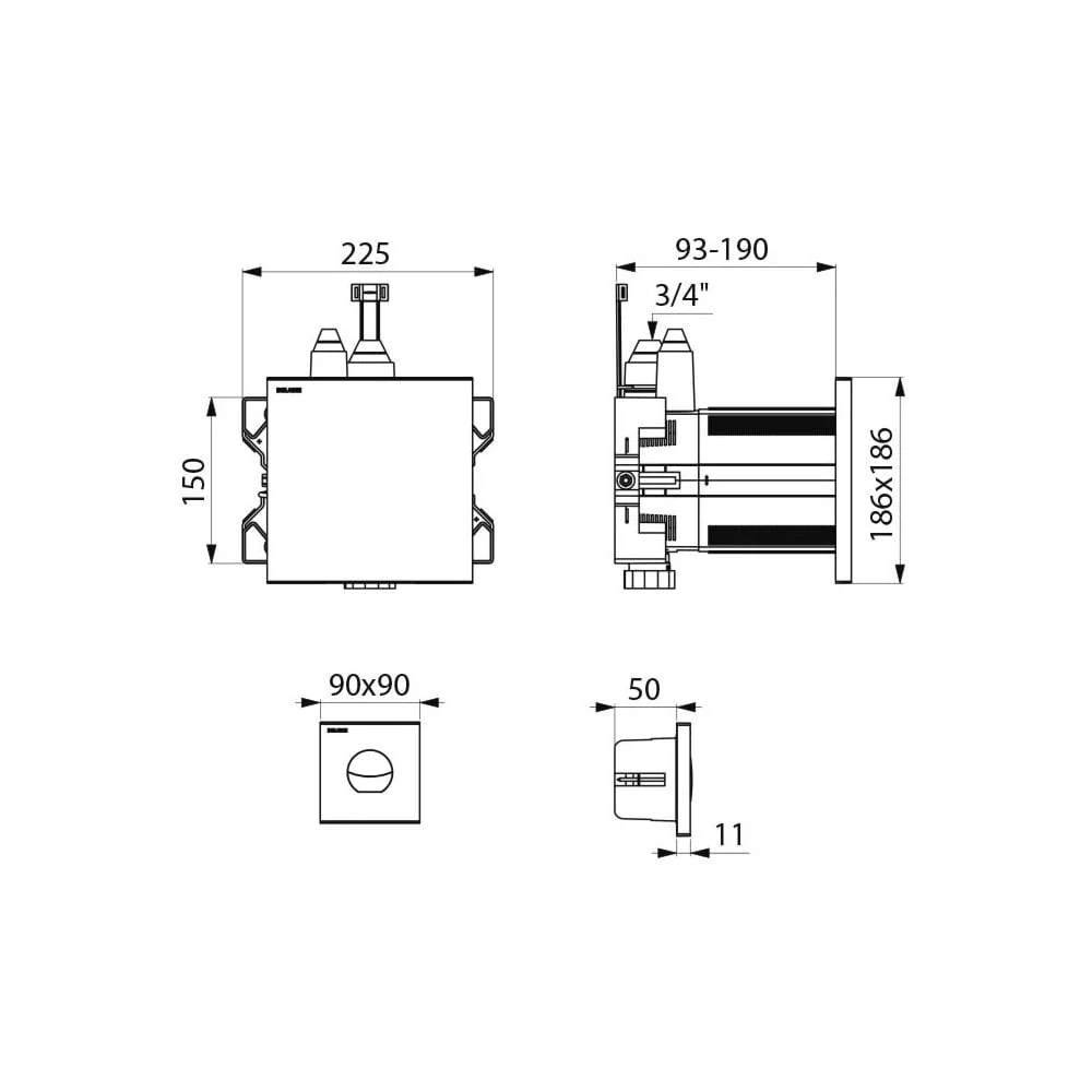 763300 DELABIE TEMPOFLUX 3 AB Direct Flush Side Control Flush System - Image 4