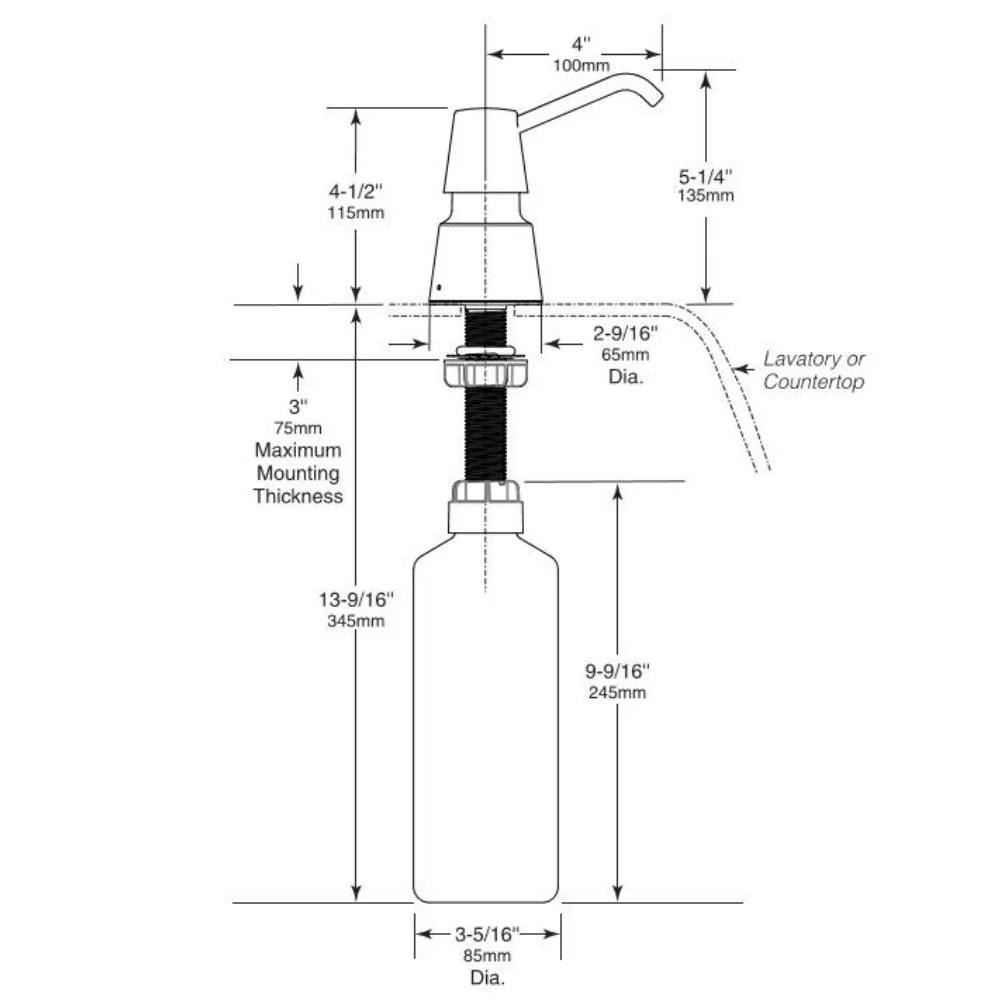 B-823 / B-8236 Counter Foaming Soap Dispenser (100 or 150mm Spout) - Image 10
