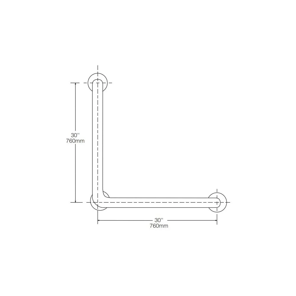 B-5898 760mm L-Shaped Bathroom 32mm Diameter Grab Rail - Image 2