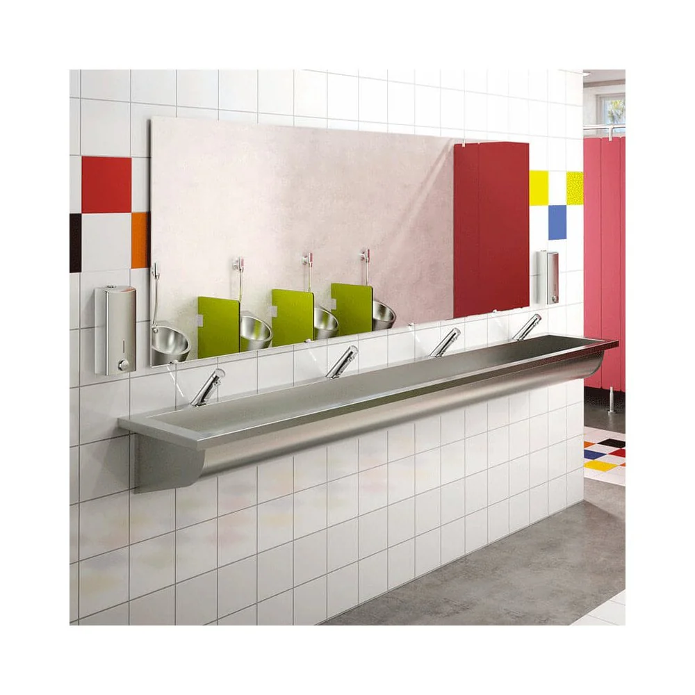 CANAL Wall-Mounted Stainless Steel Wash Trough L.1800mm with 3 x Ø22mm tap holes 121280 - Image 3