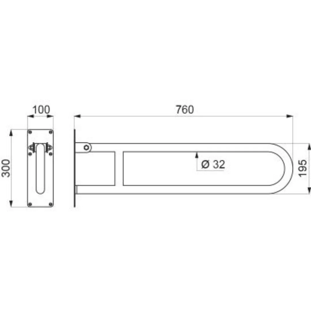 511516W 760mm Ø32mm DOC M Drop-Down Rail - Image 2