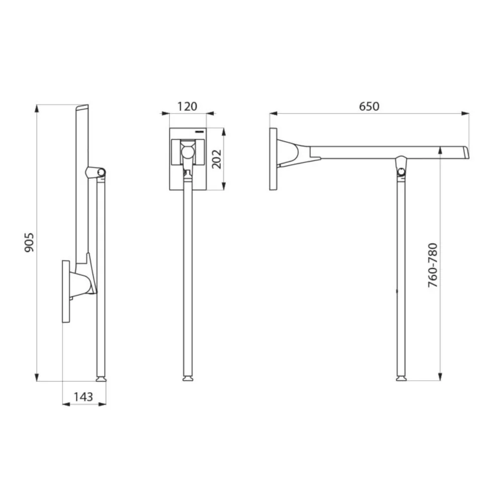 511962 Be-Line® 650mm Ø42mm Aluminium Drop-Down Support Rail With Leg - Image 6