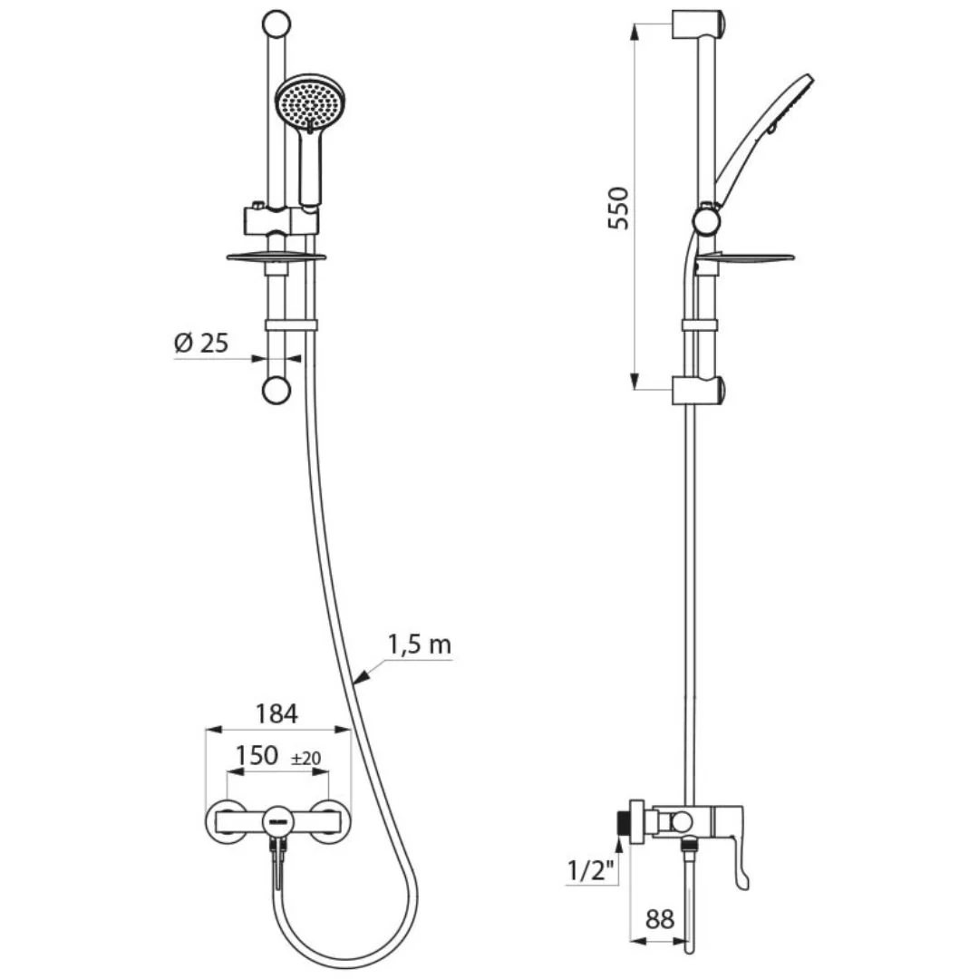 H9630SKIT Shower Kit with Thermostatic Mixer - Image 2
