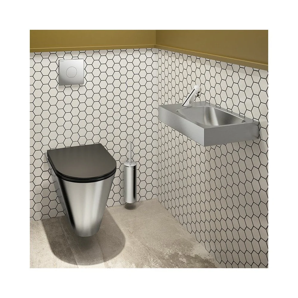 LAVANDO 450x300 Stainless Steel Wall Mounted Hand Washbasin with Ø35mm Tap Hole on Left Side 121360 - Image 3