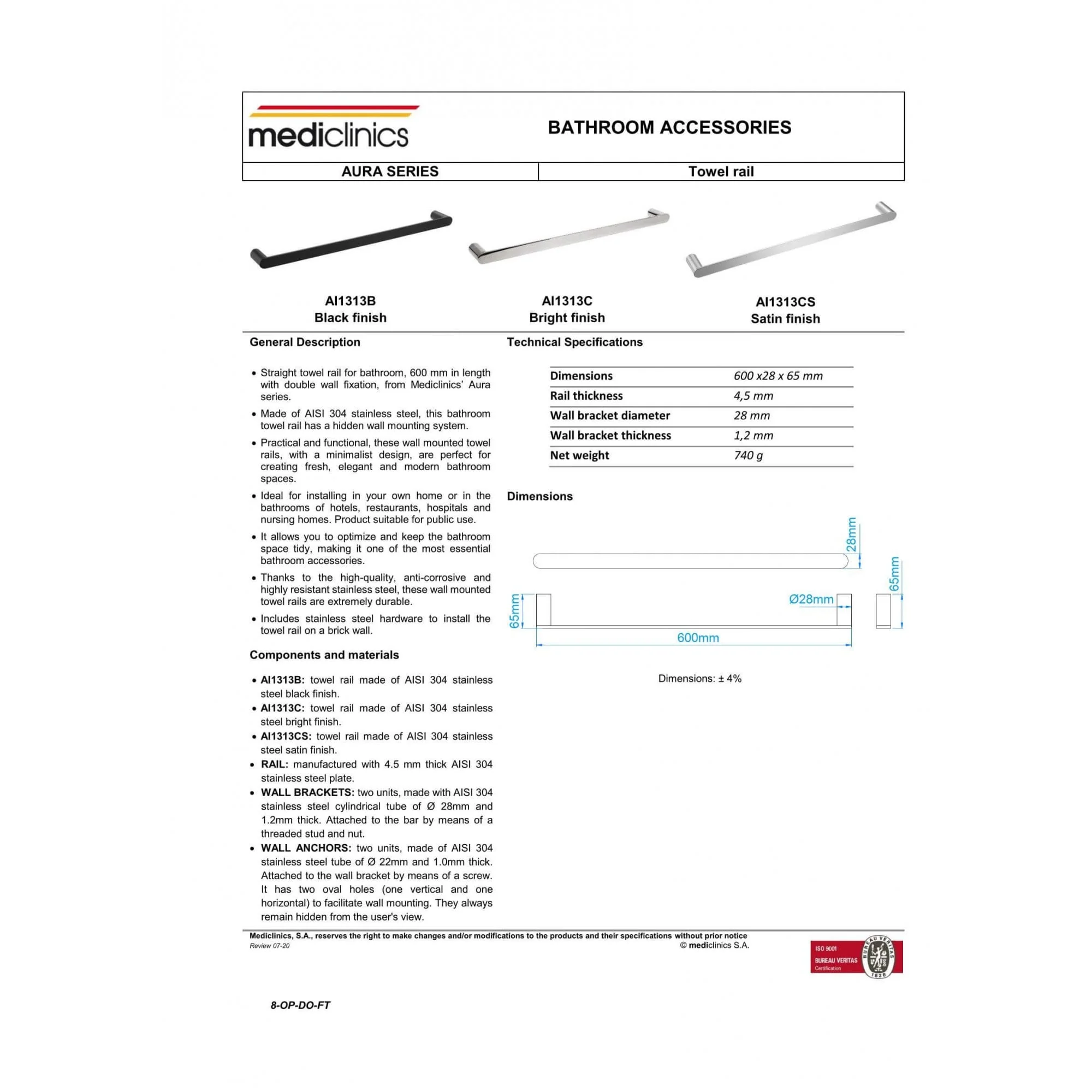 Mediclinics Bathroom Towel Rail - Image 4