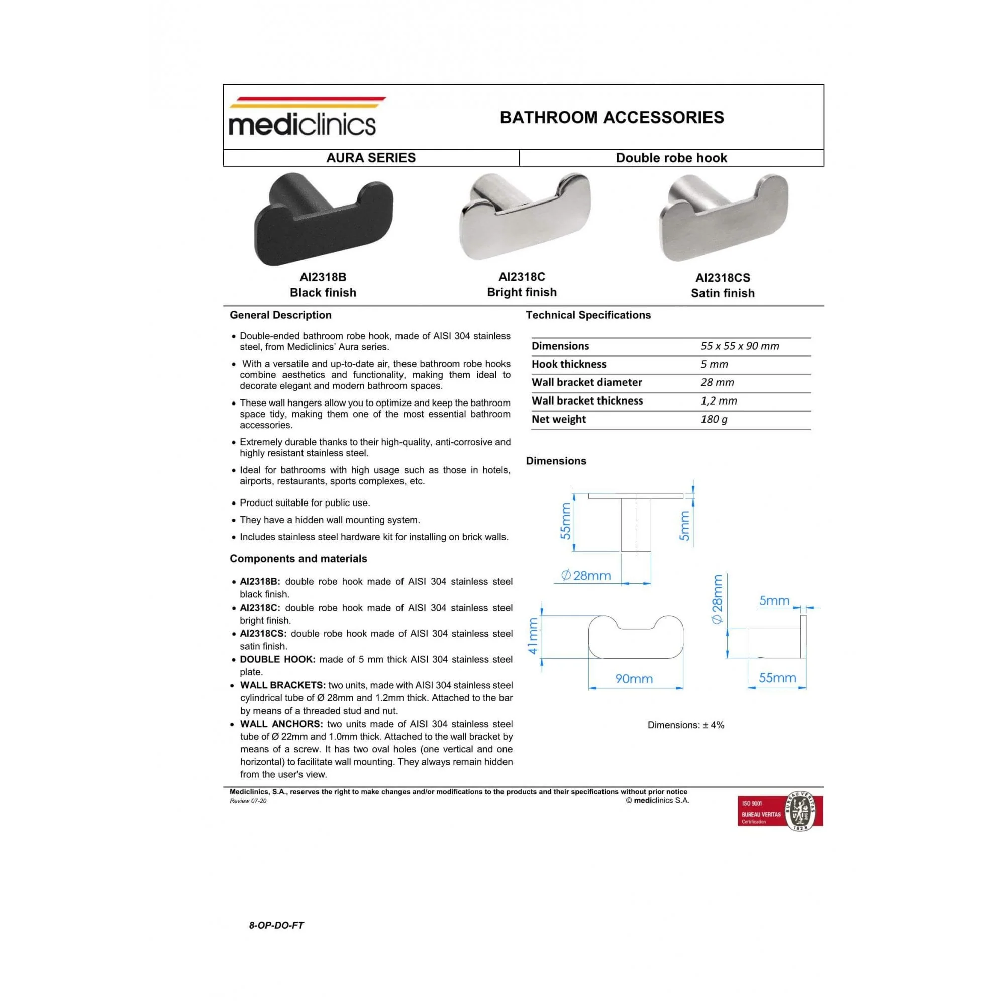 Mediclinics Double Robe Hook - Image 4