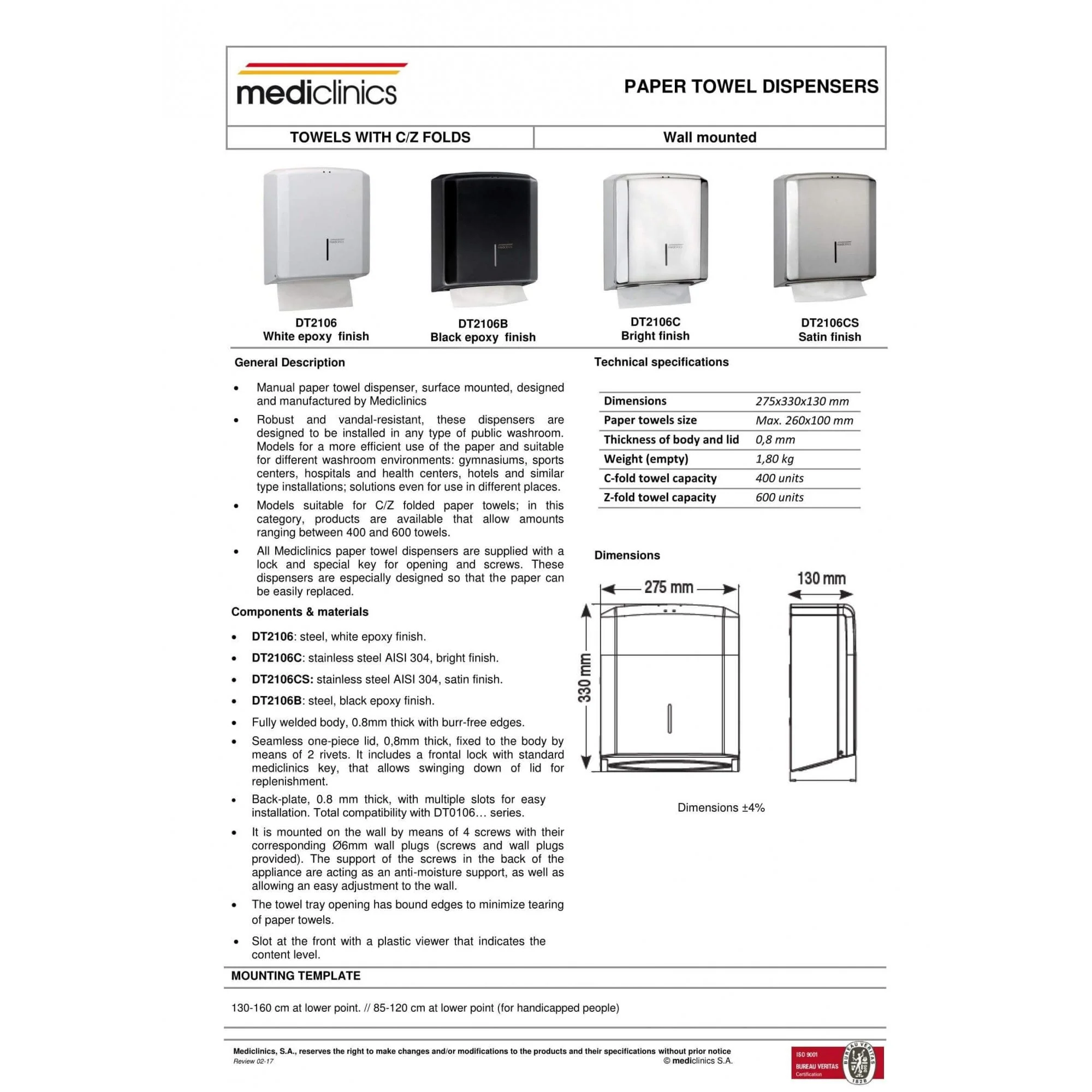 Mediclinics Paper Towel Dispenser for C/Z Folds - Image 5