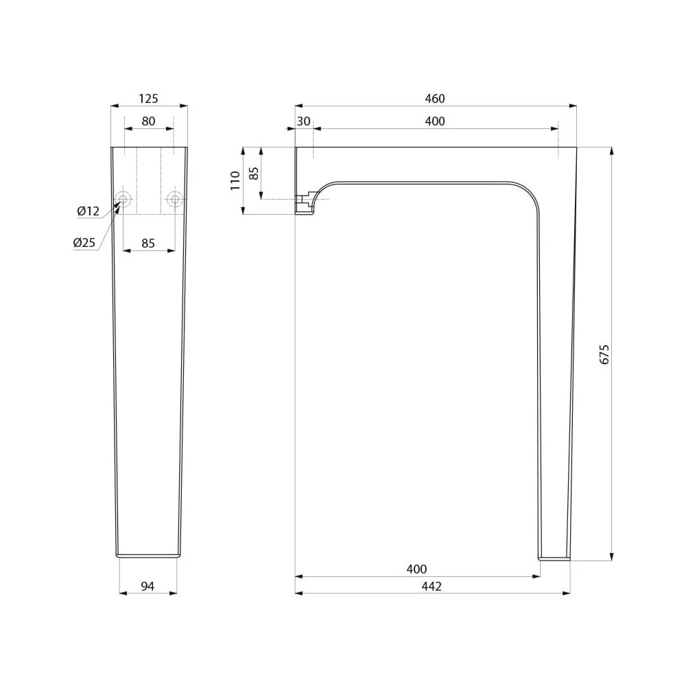 Mounting Bracket Pedestal for MINERALCAST Wash Troughs (454001A / 454010) - Image 4