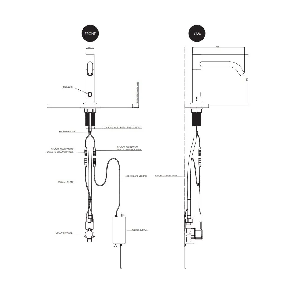 Deck mounted IR sensor Tap Mains Operated - Large TSL.960 - Image 6