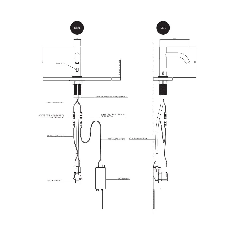 Deck mounted IR sensor Tap Mains Operated - Small TSL.990 - Image 6